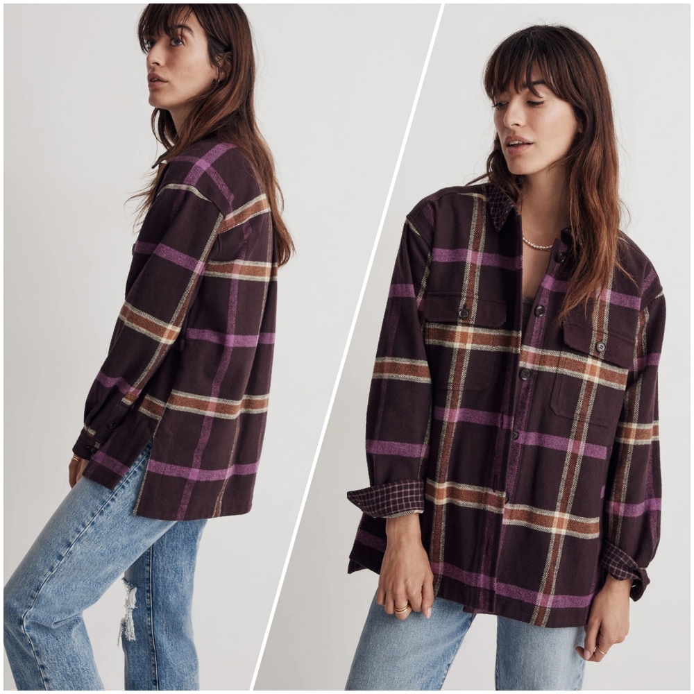 Madewell Rigby Shirt Jacket - Spiced Raisin Plaid